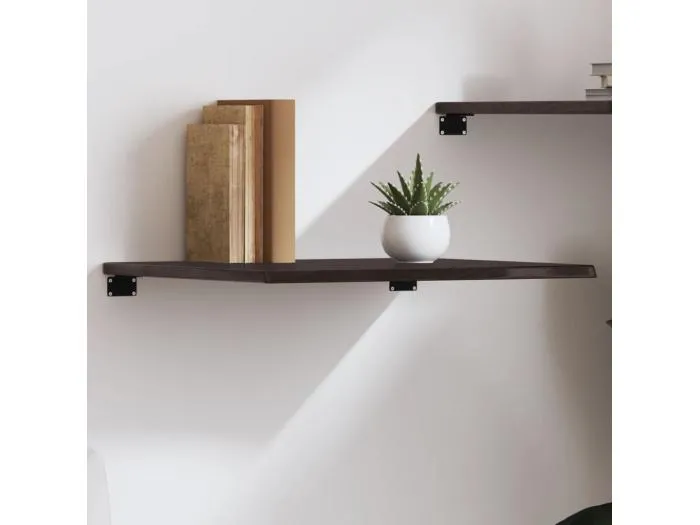 Wandregal Dunkelbraun 60x50x2 cm Massivholz Eiche Behandelt