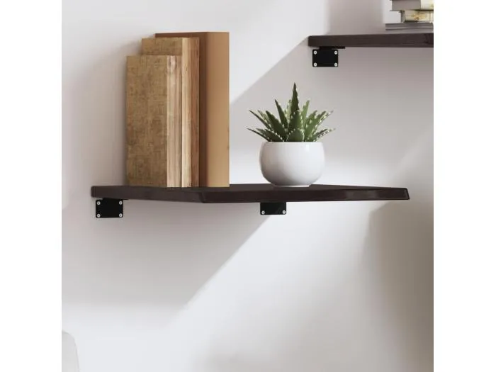Wandregal Dunkelbraun 40x40x2 cm Massivholz Eiche Behandelt
