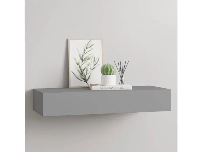 Wandregal mit Schublade Grau 60x23,5x10 cm MDF