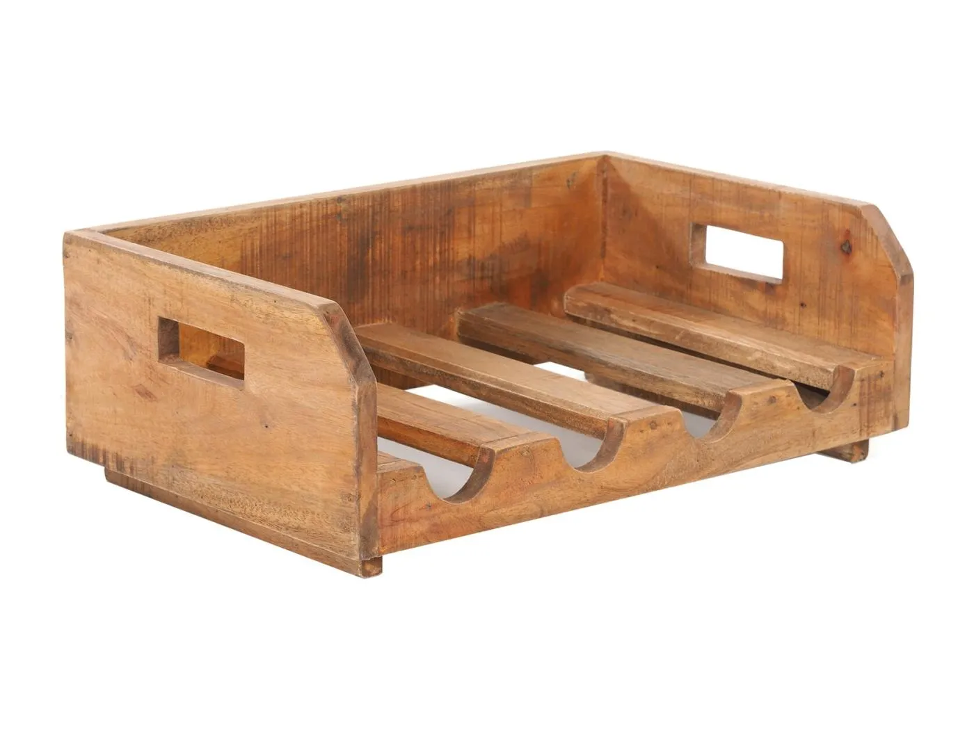 FLASCHENREGAL  BUILDER Recyclingholz, für 4 Flaschen, stapelbar naturfarben