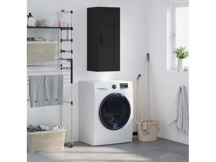 Wandschrank Schwarz 34,5x34x90 cm Holzwerkstoff