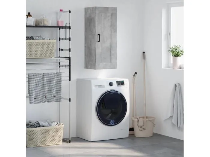 Wandschrank Betongrau 34,5x34x90 cm Holzwerkstoff