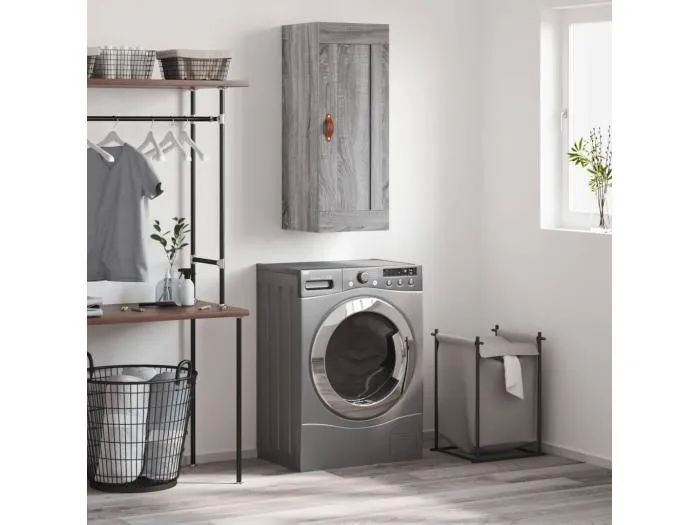 Wandschrank Grau Sonoma 34,5x34x90 cm Holzwerkstoff
