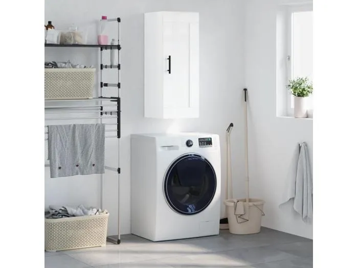 Wandschrank Hochglanz-Weiß 34,5x34x90 cm Holzwerkstoff