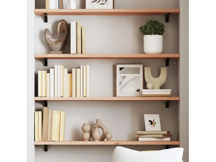 Wandregal 100x20x2 cm Massivholz Eiche Unbehandelt