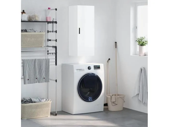 Wandschrank Hochglanz-Weiß 34,5x34x90 cm