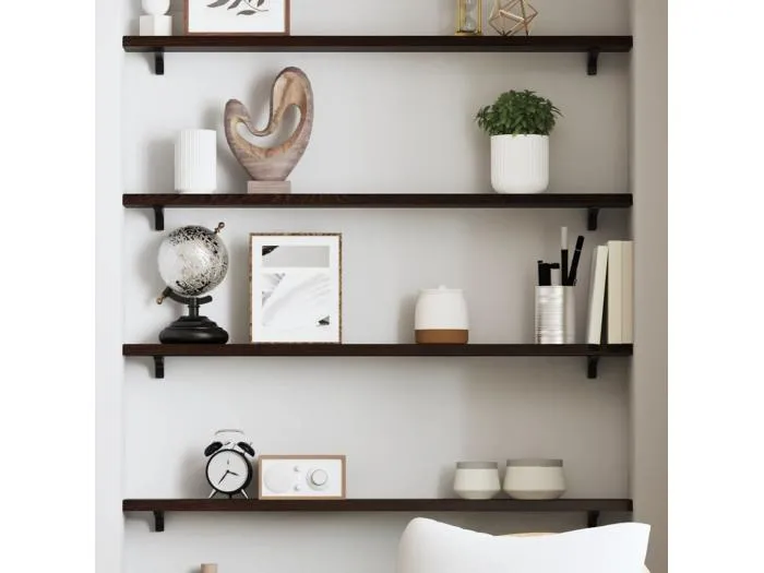 Wandregal Dunkelbraun 80x10x2 cm Massivholz Eiche Behandelt