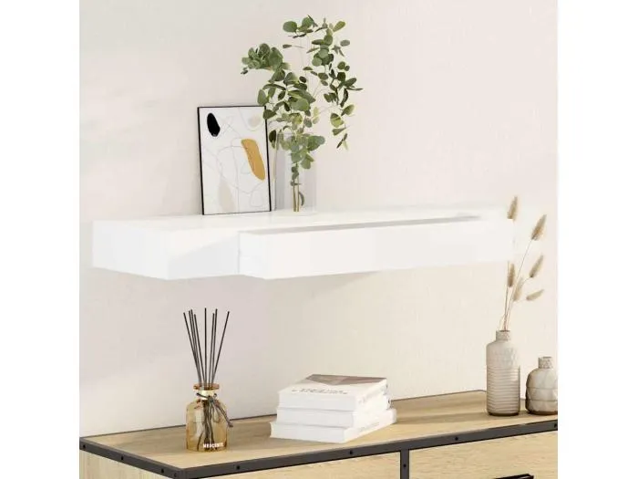 Wandregal mit Schublade MDF Weiß