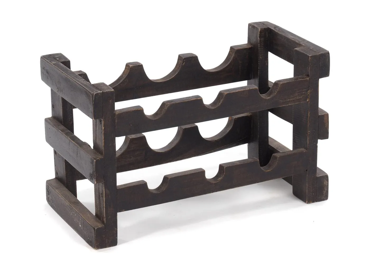 FLASCHENREGAL GRAPE Recyclingholz massiv, für 6 Flaschen 04 schwarz-natur