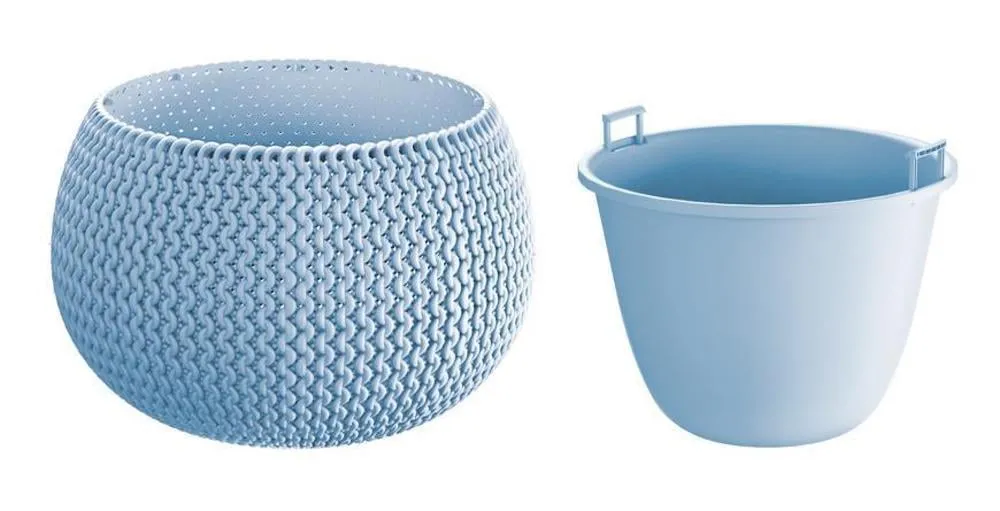 PROREGAL Blumentopf Strickmuster Bowl 290x195mm, Eisgrau