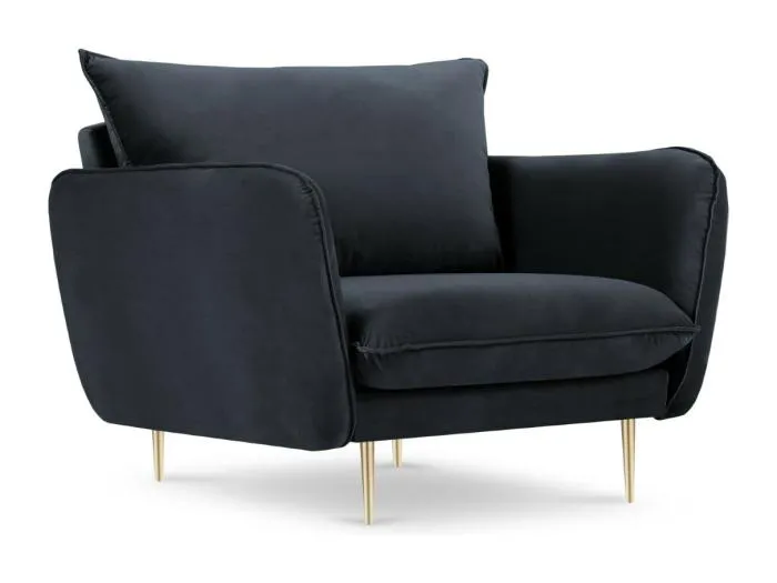 Cosmopolitan Design - Sessel "Vienna" aus Samt dunkelblau - 97x94x95cm