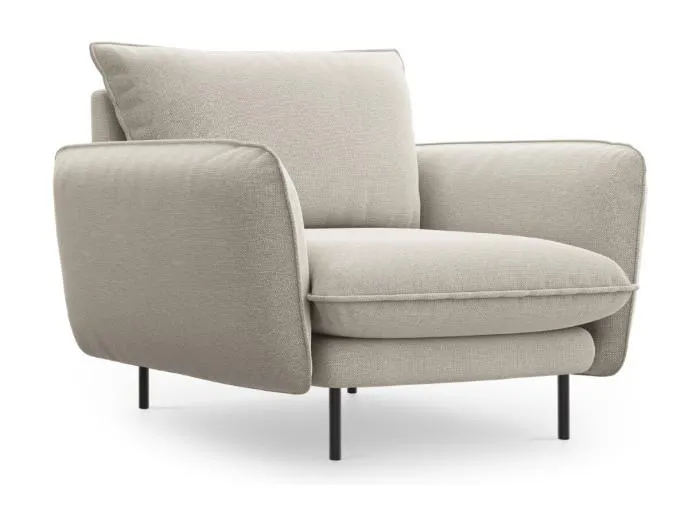 Cosmopolitan Design - Sessel "Vienna" aus strukturiertem Stoff leichtes beige - 97x94x95cm
