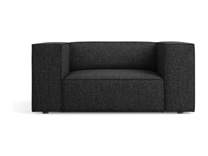 Cosmopolitan Design - Sessel "Arendal" aus Chenille-Stoff schwarz - 124x102x70cm