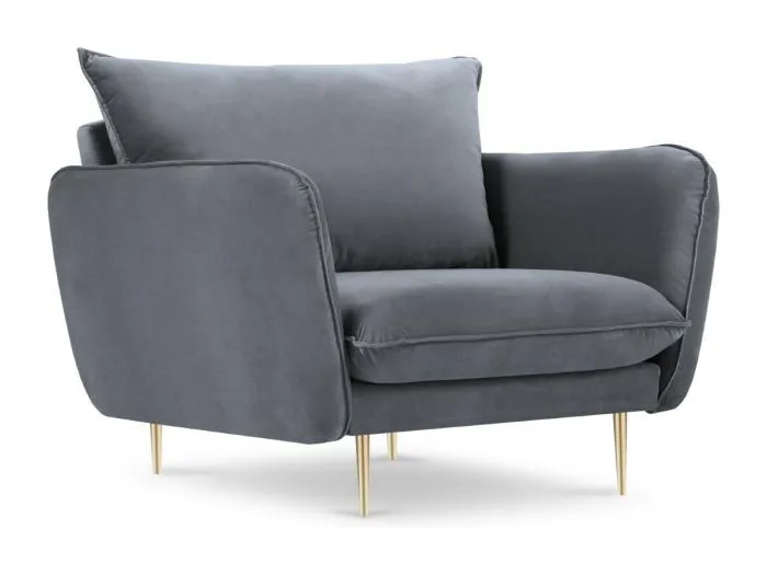 Cosmopolitan Design - Sessel "Vienna" aus Samt blaugrau - 97x94x95cm