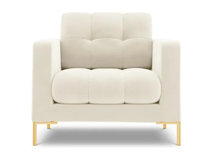 Cosmopolitan Design - Sessel "Bali" aus Samt leichtes beige - 87x92x75cm