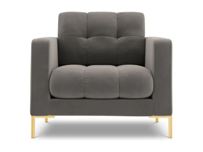 Cosmopolitan Design - Sessel "Bali" aus Samt hellgrau - 87x92x75cm