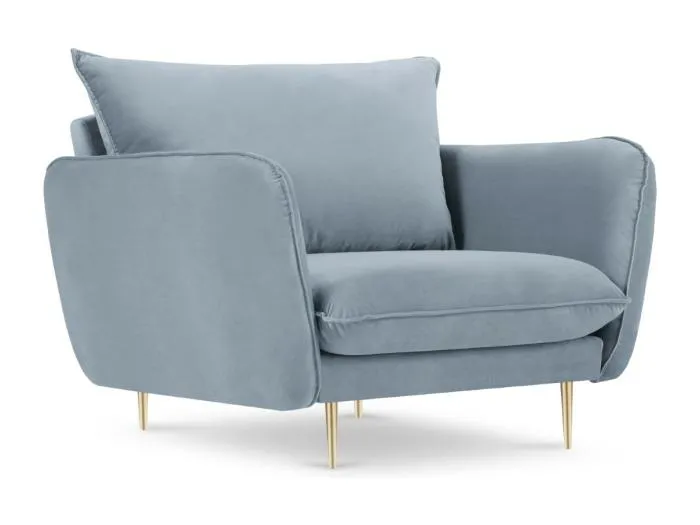 Cosmopolitan Design - Sessel "Vienna" aus Samt hellblau - 97x94x95cm