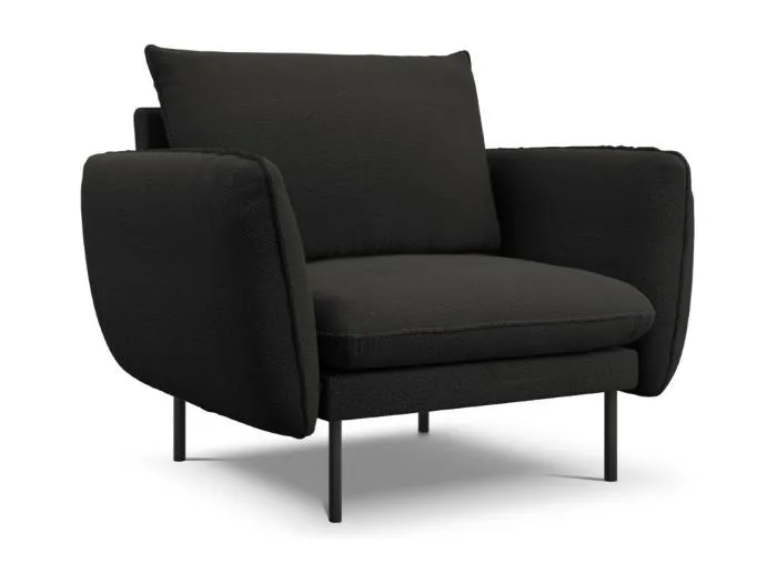 Cosmopolitan Design - Sessel "Vienna" aus Boucle schwarz - 97x94x95cm