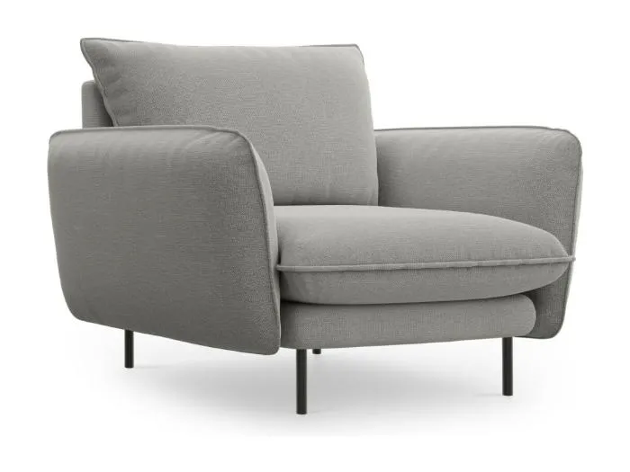 Cosmopolitan Design - Sessel "Vienna" aus strukturiertem Stoff hellgrau - 97x94x95cm