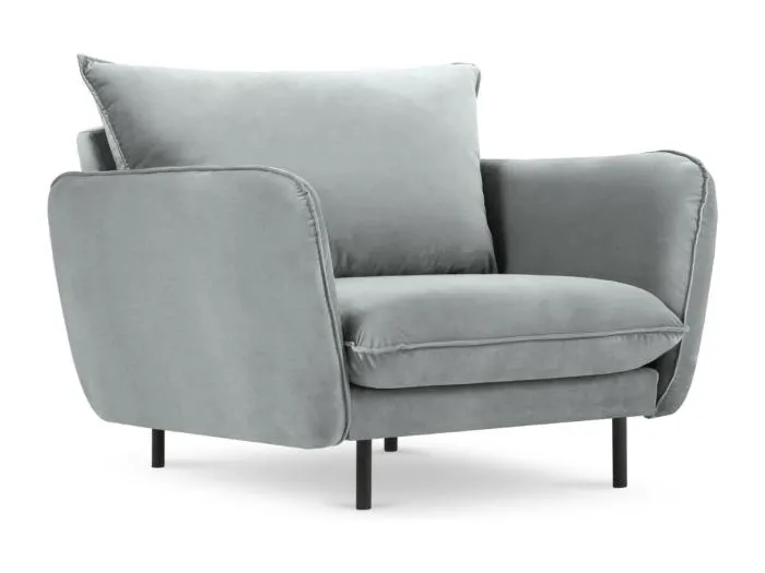 Cosmopolitan Design - Sessel "Vienna" aus Samt hellgrau - 97x94x95cm