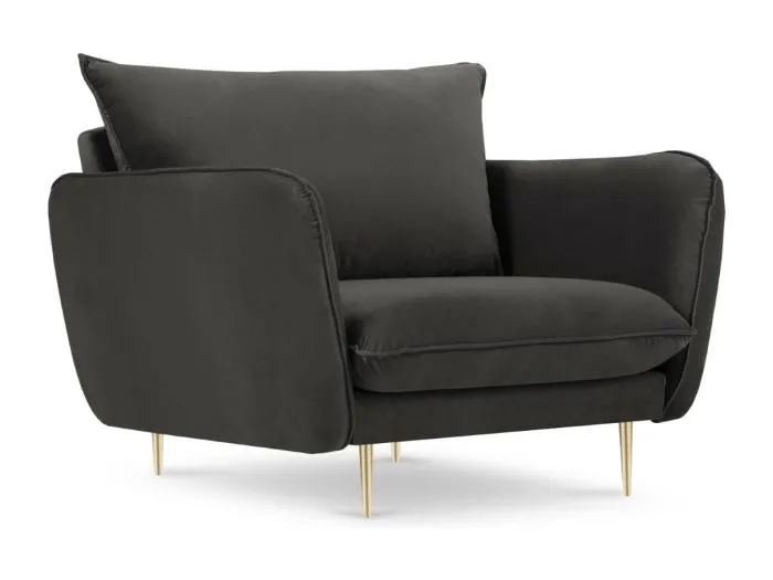 Cosmopolitan Design - Sessel "Vienna" aus Samt dunkelgrau - 97x94x95cm