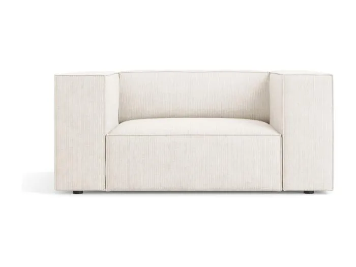 Cosmopolitan Design - Sessel "Arendal" aus Chenille-Stoff mit Rippeneffekt elfenbein - 124x102x70cm