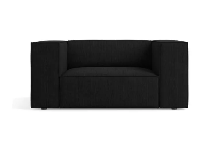 Cosmopolitan Design - Sessel "Arendal" aus Chenille-Stoff mit Rippeneffekt schwarz - 124x102x70cm