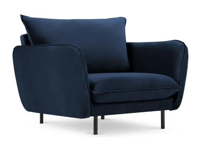 Cosmopolitan Design - Sessel "Vienna" aus Samt königsblau - 97x94x95cm