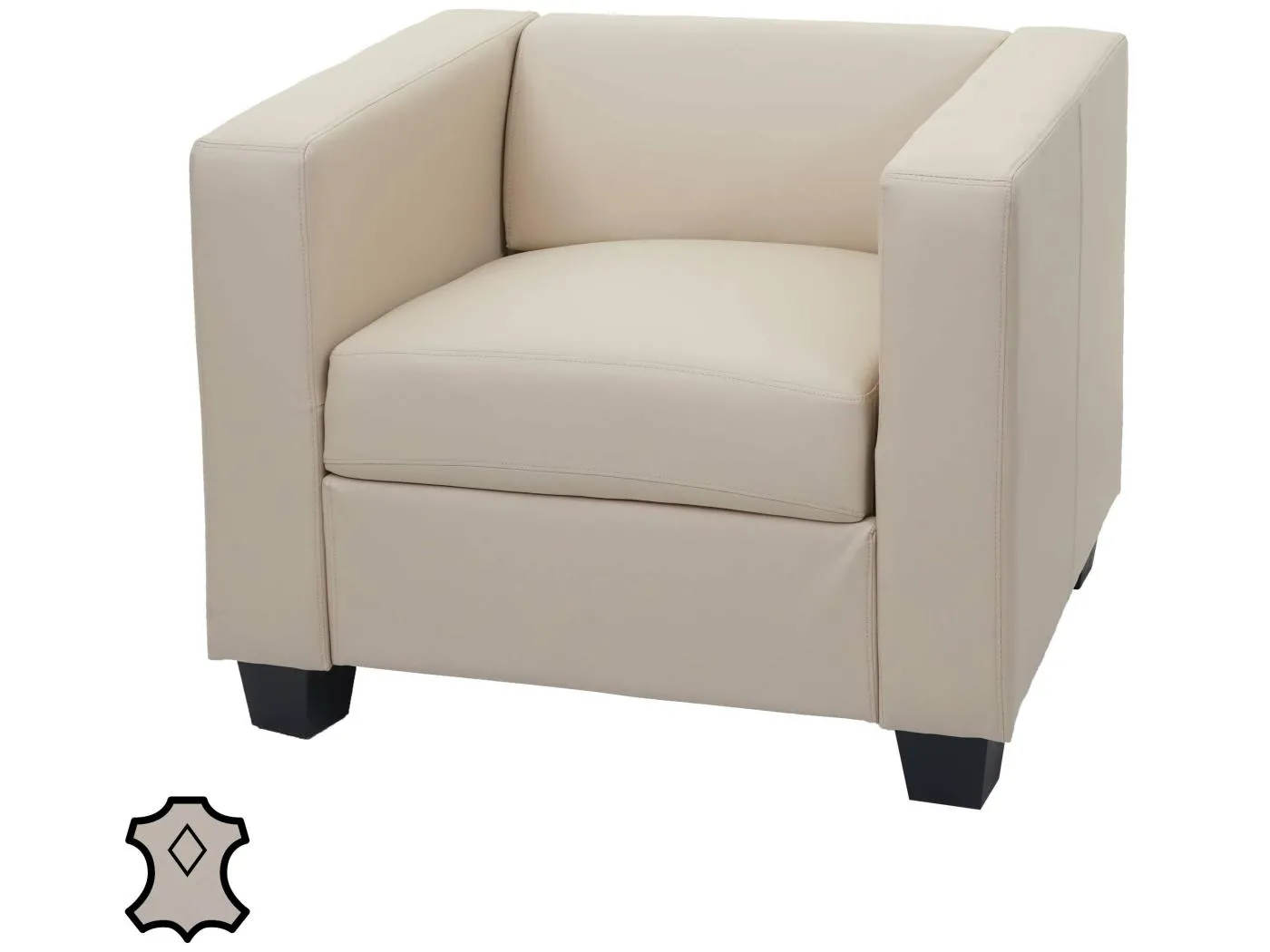 Sessel Loungesessel Lille, Leder, creme