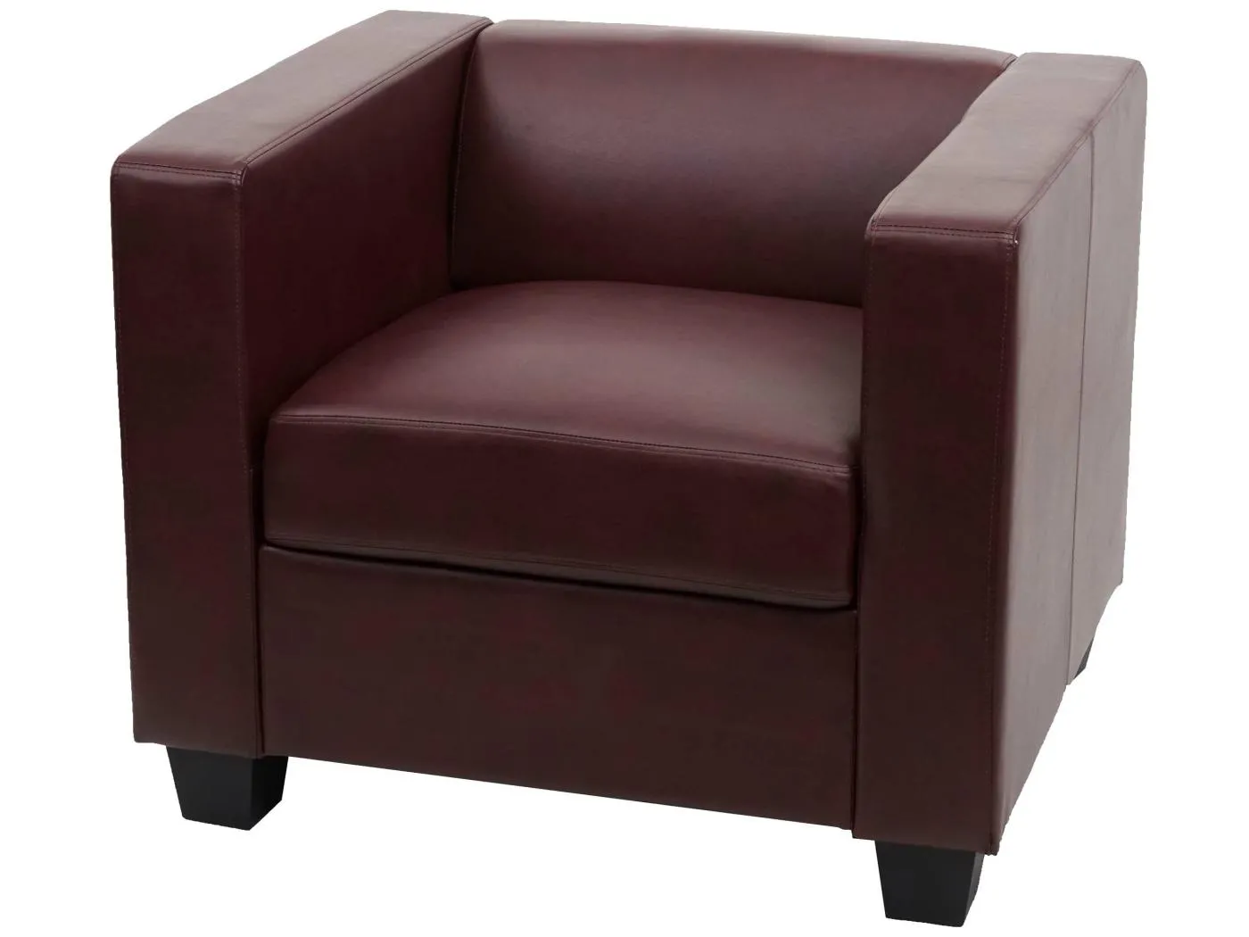 Sessel Loungesessel Lille, Kunstleder, rot-braun