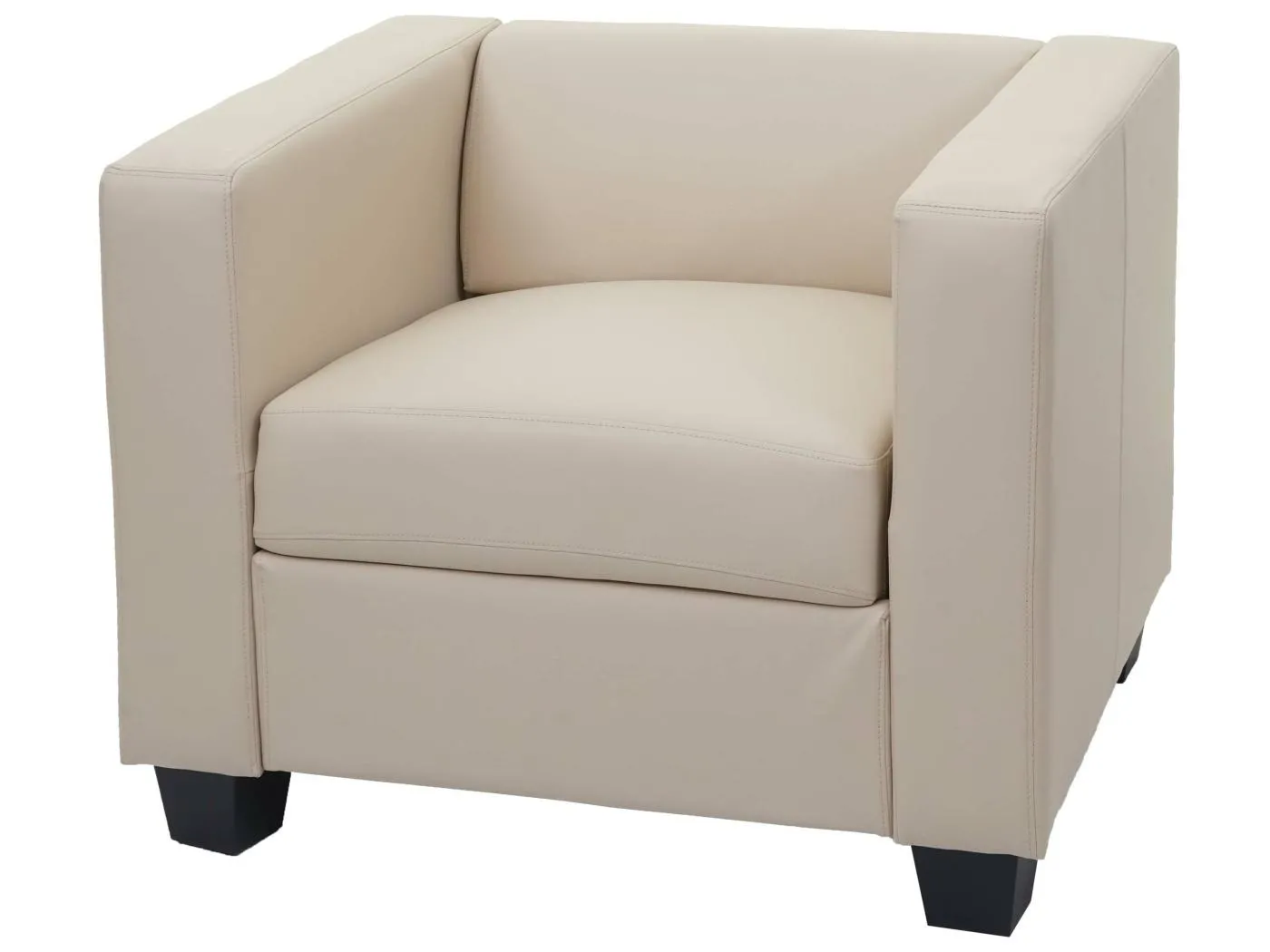 Sessel Loungesessel Lille, Kunstleder, creme