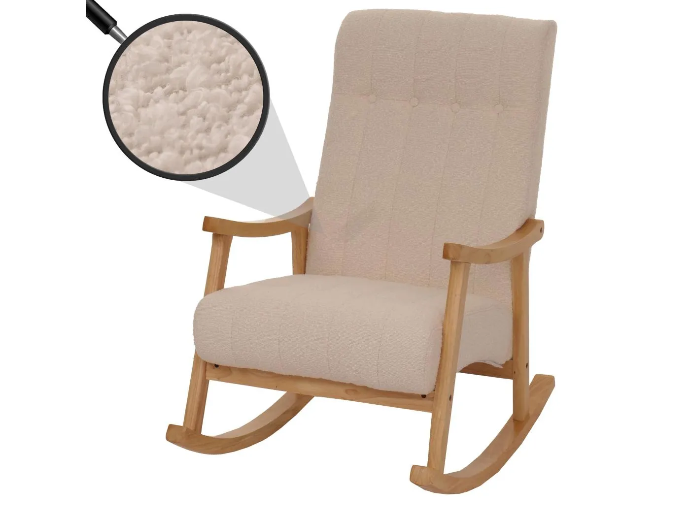 Schaukelstuhl MCW-K10, Beige, Gestell natur