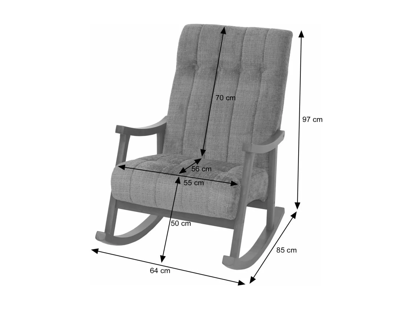 Schaukelstuhl MCW-K10, Braun, Gestell Walnuss-Optik