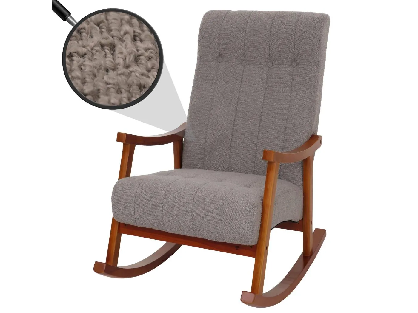 Schaukelstuhl MCW-K10, Grau, Gestell Walnuss-Optik