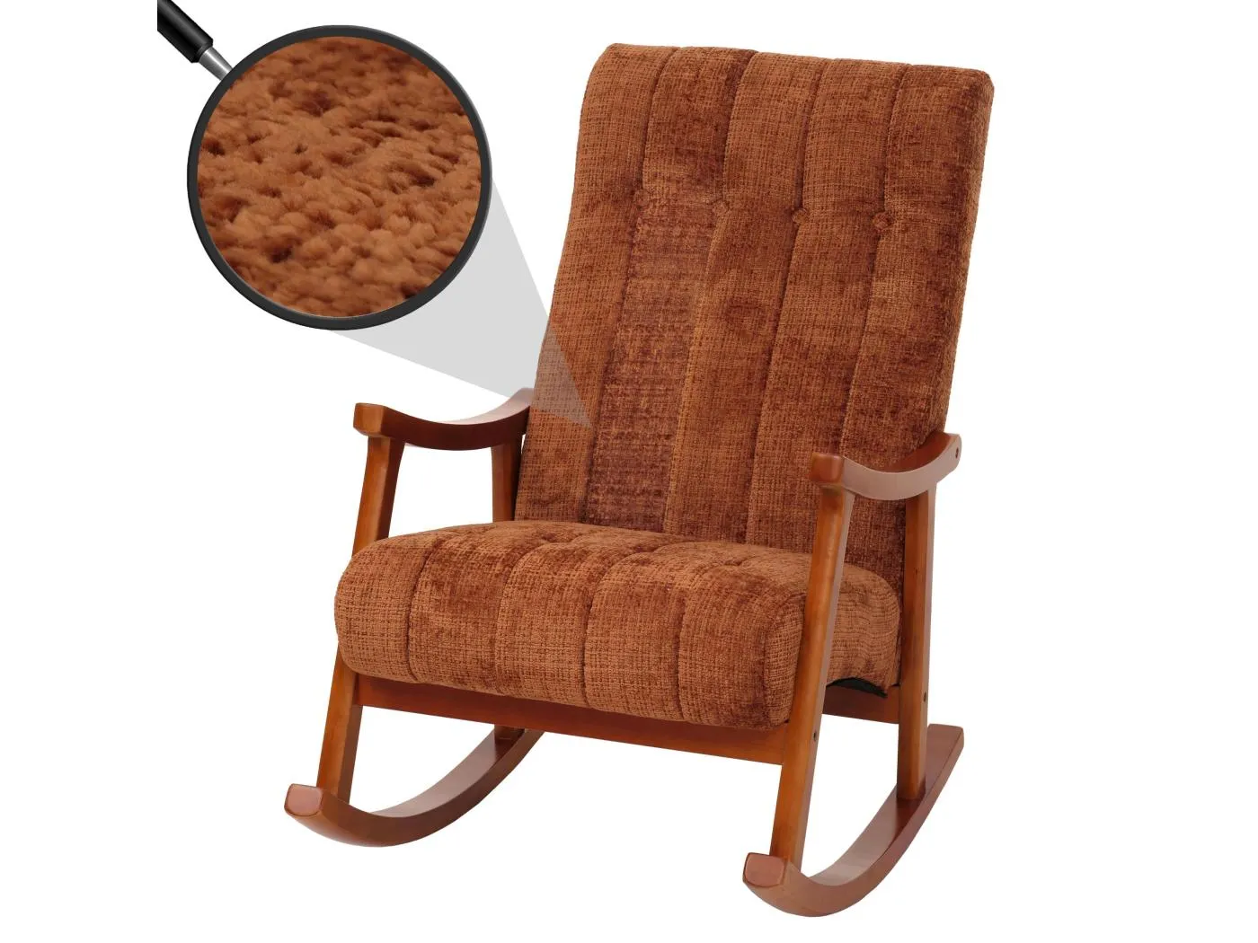 Schaukelstuhl MCW-K10, Terrakotta, Gestell Walnuss-Optik