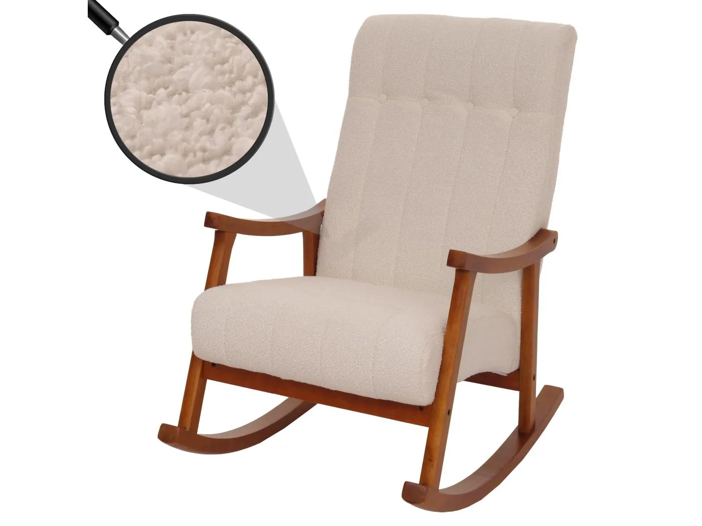 Schaukelstuhl MCW-K10, Beige, Gestell Walnuss-Optik