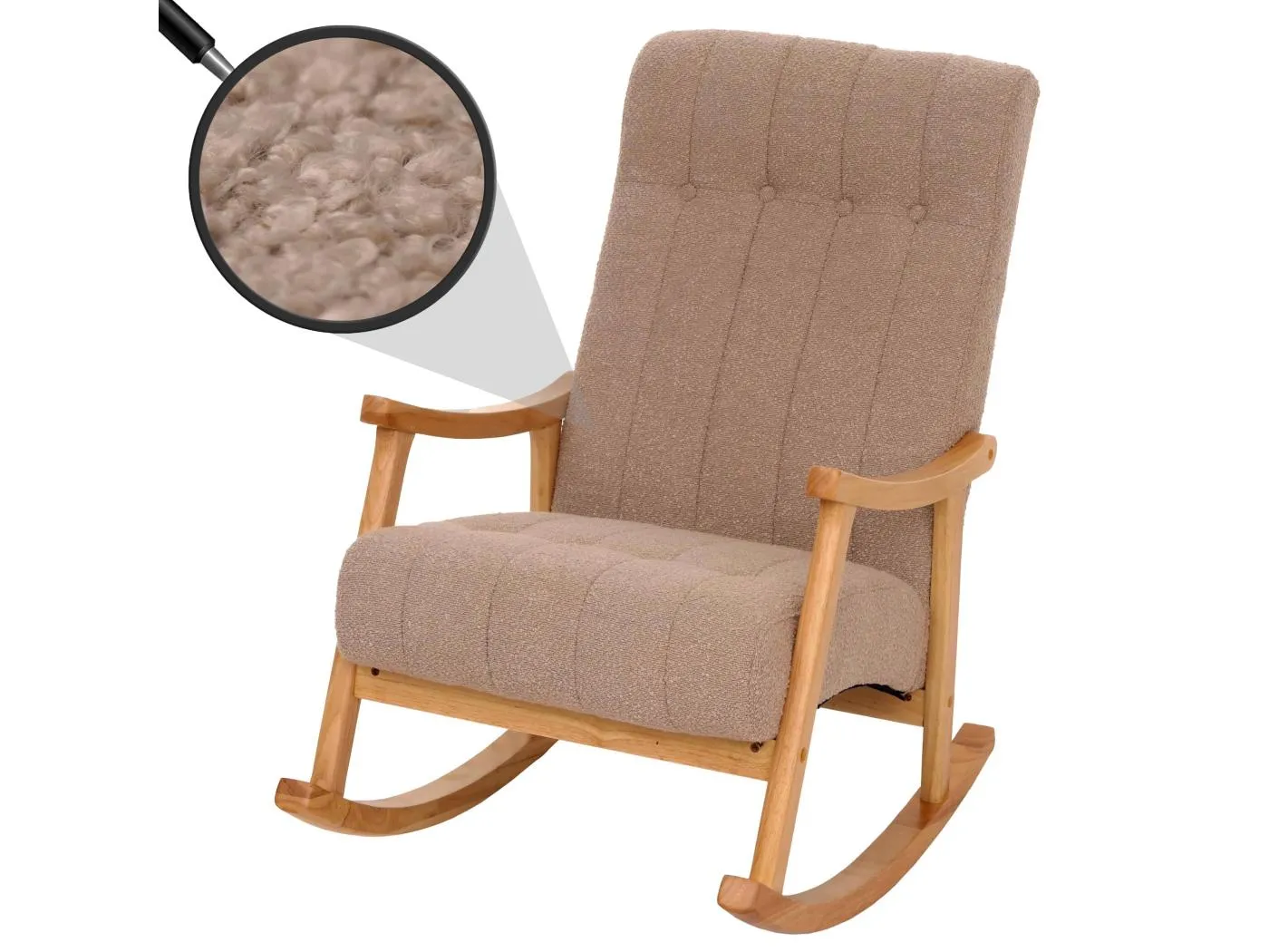 Schaukelstuhl MCW-K10, Taupe, Gestell natur