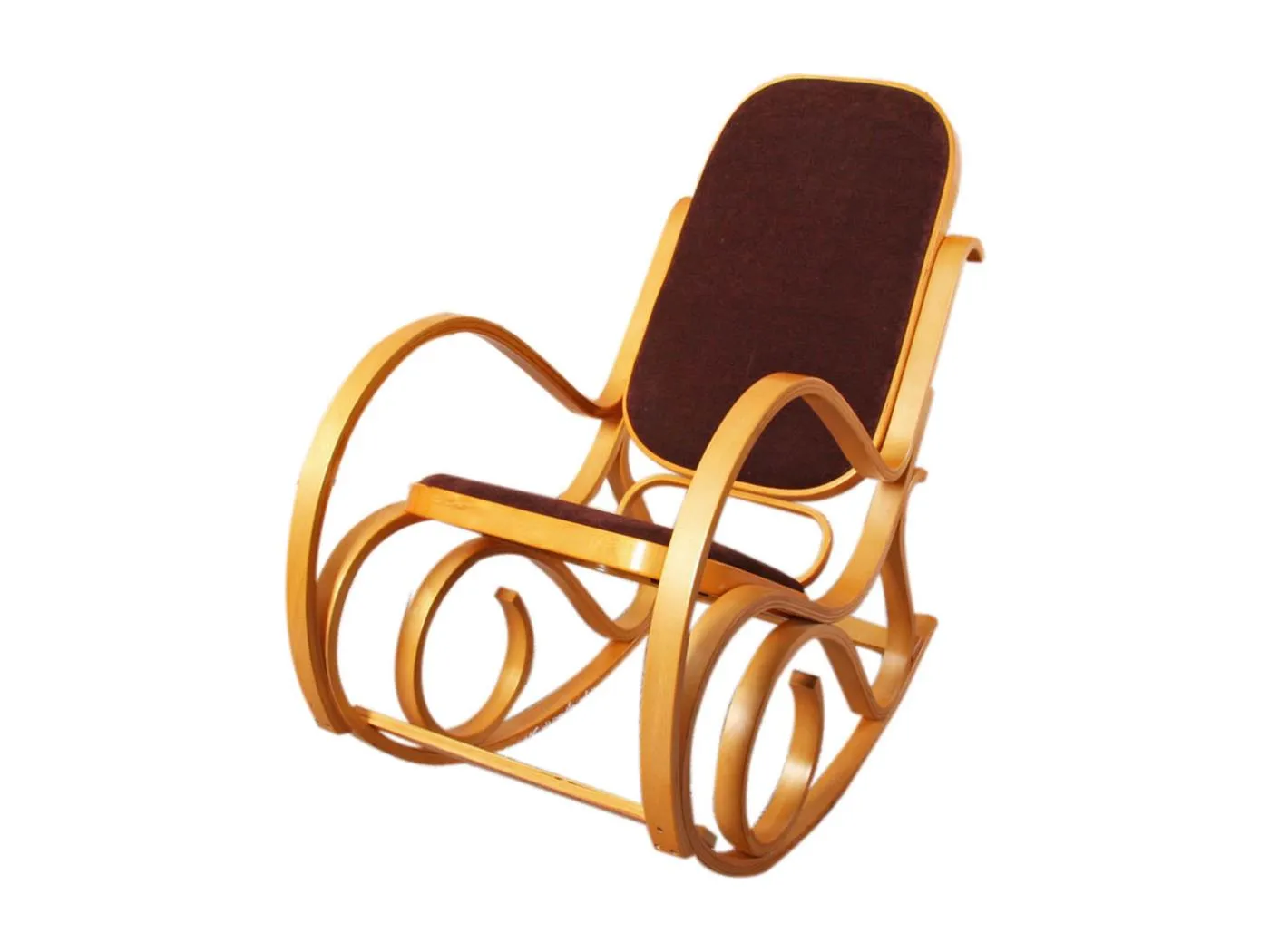 Schaukelstuhl Gallarate, Eiche-Optik, Stoff/Textil dunkelbraun