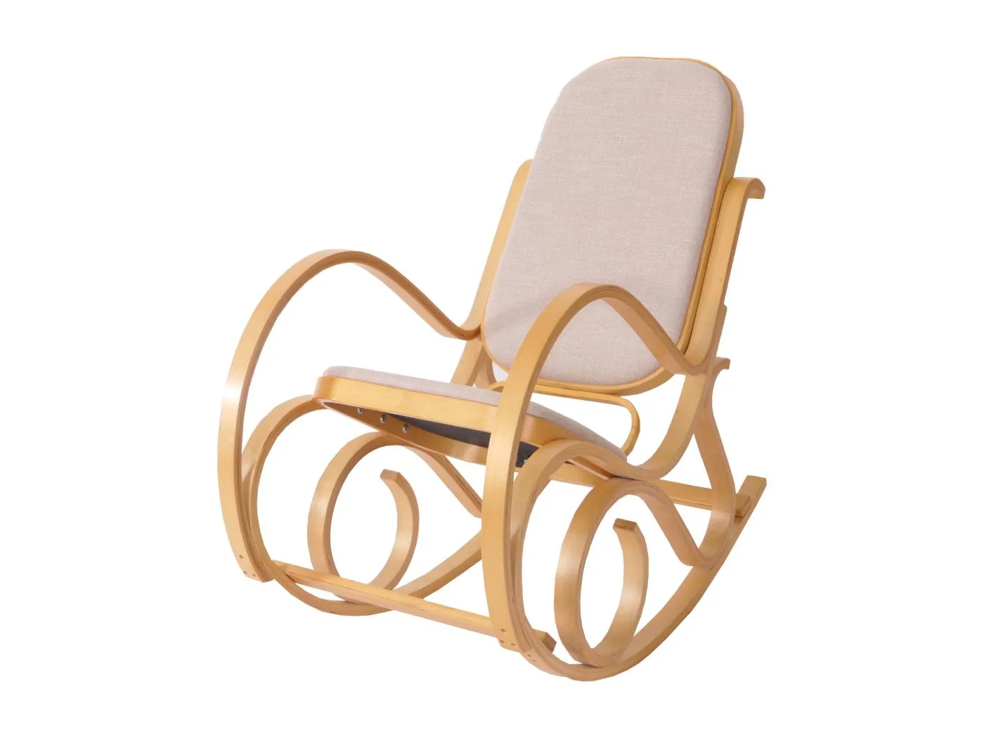 Schaukelstuhl Gallarate, Eiche-Optik, Stoff/Textil beige