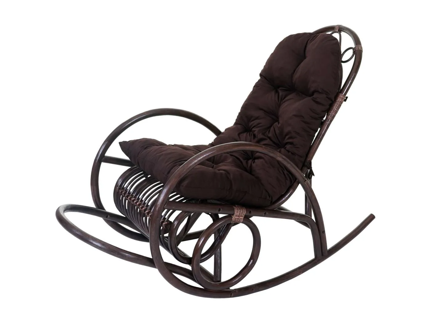 Schaukelstuhl MCW-C40 Rattan, Auflage braun