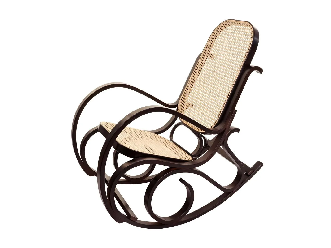 Schaukelstuhl Gallarate Rattan, Walnuss-Optik