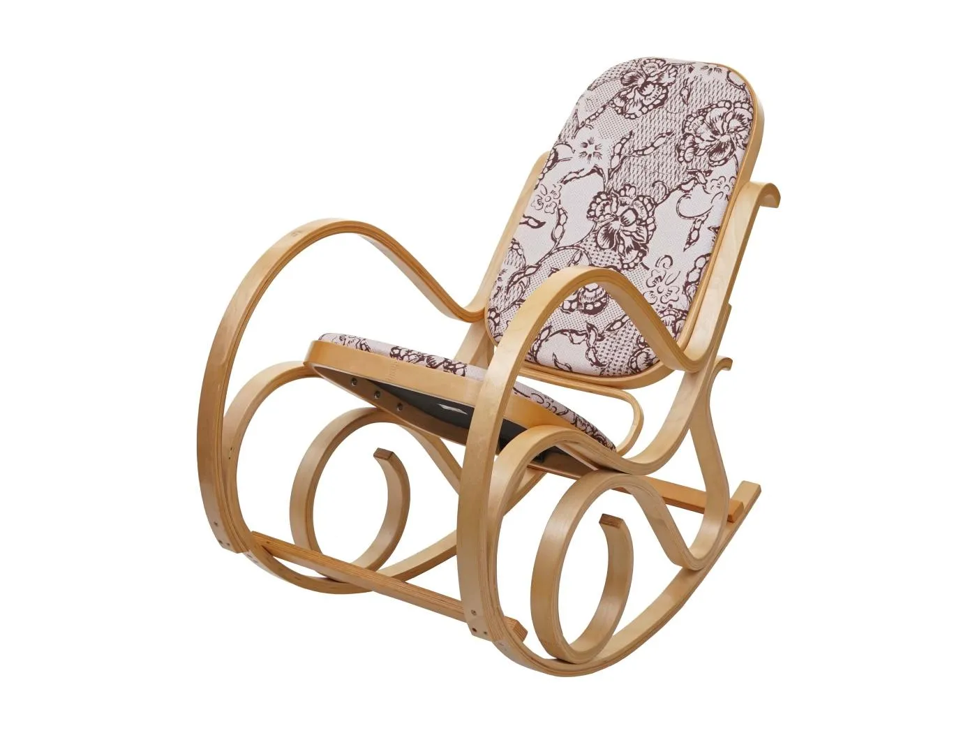 Schaukelstuhl Gallarate, Eiche, Stoff/Textil Jacquard braun