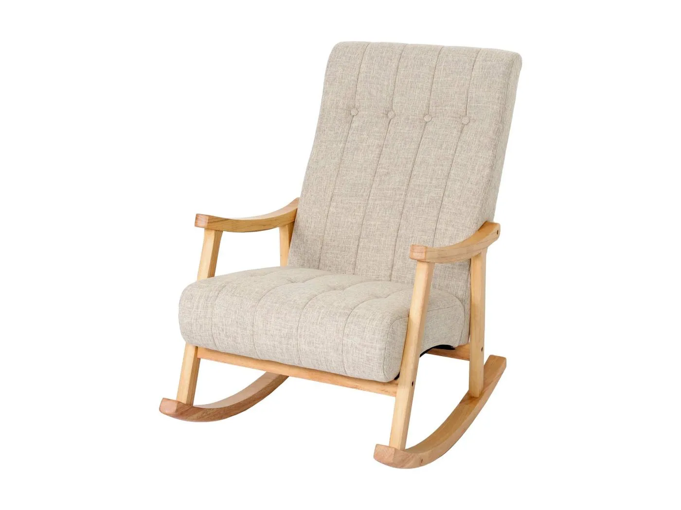 Schaukelstuhl MCW-K10, Stoff/Textil creme, Gestell braun