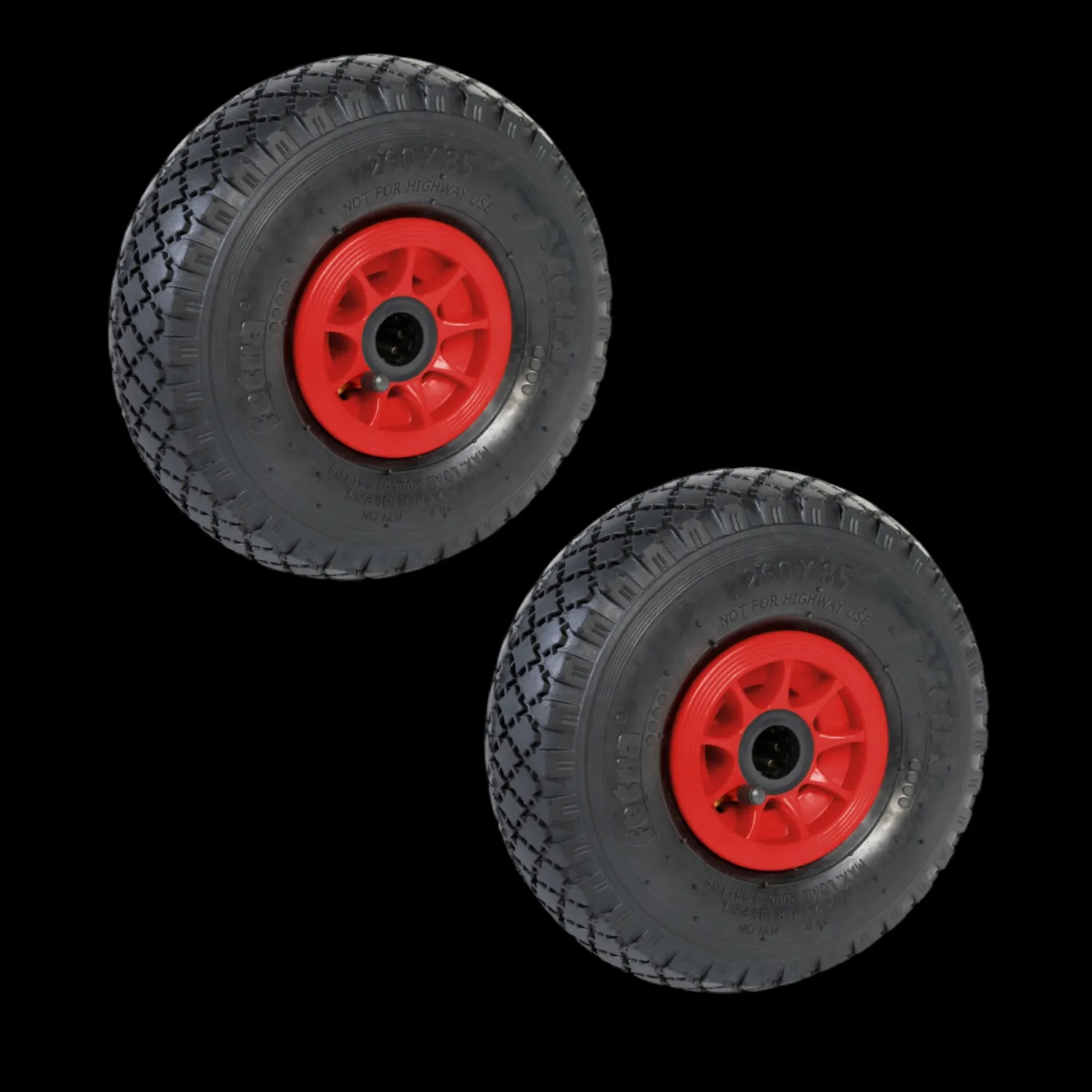 Fetra Luftrad Ersatzrad Reifen 260x85 Mm Schwarz Kunststofffelge 2 Stück B-Ware