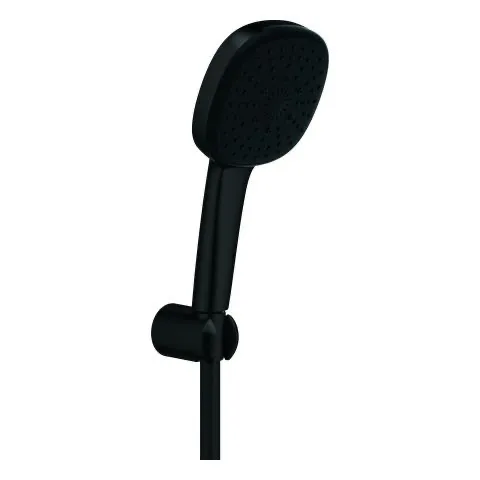 Wandhalterset Tempesta Cube 110 27588_3, Handbrause Tempesta Cube 110, 3 Strahlarten: Rain/Jet/Massage, Handbrausehalter, Relexaflex-Brauseschlauch 1.500mm, maximaler Durchfluss bei 3 bar: 7.4 l/min, matt black