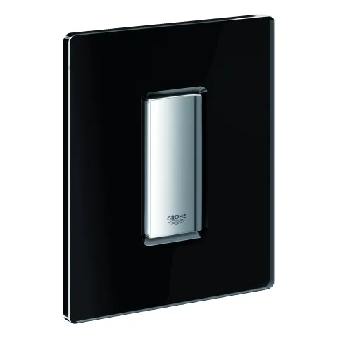 Urinal-Betätigung Skate Cosmopolitan 38846, 116 x 144 mm, Fertigmontageset für Rapido U oder Rapido UMB, mit Glasoberfläche aus Sicherheitsglas, velvet black