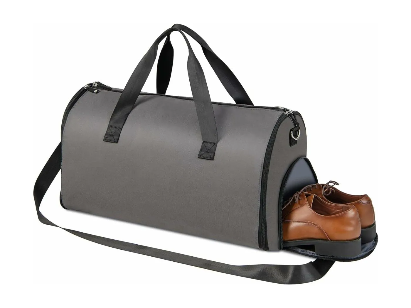 2-in-1 Handgepäcktasche & Kleiderhängetasche, 50L wasserdichte Reisetasche mit Schuhfach & verstellbarem Schultergurt, Kleidertasche für Geschäftsreisen & Urlaub (Dunkelgrau) NG32228