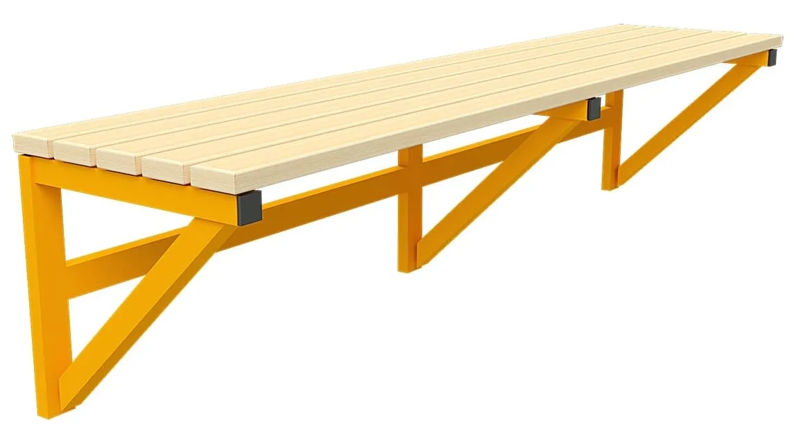 Marlower Möbel Garderobenbank “Robust” aus Stahl mit Holzleisten, Wandmontage erforderlich