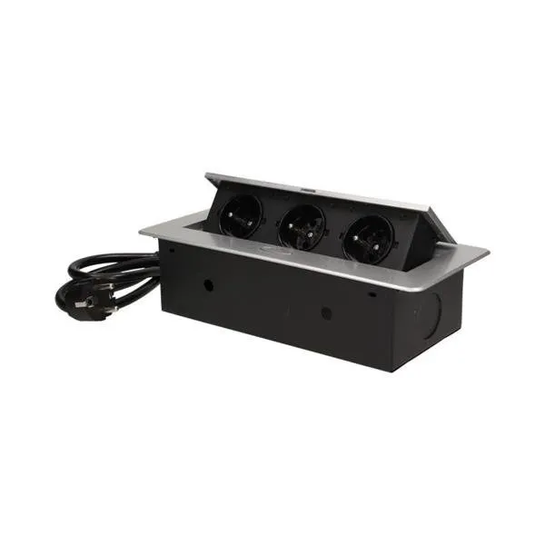 Unterputzdosen 3x2P+Z mit flachem, gefrästem Rand und 1,5 m Kabel, silber OR-AE-1337/G Orno