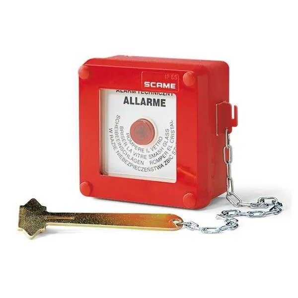 Alarm-Taste Aufputzmontage Scame, 676.35100 100x100x50mm RED